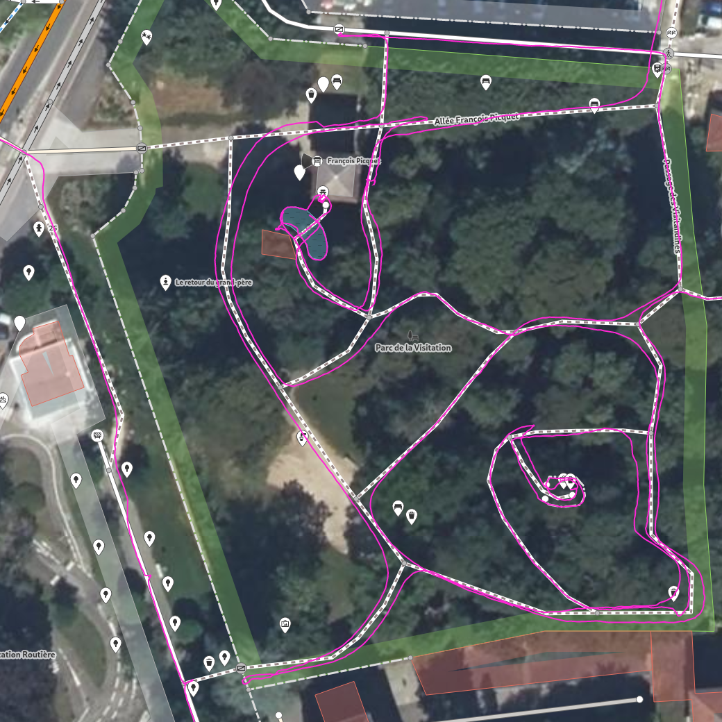 Parc de la Visitation, data from OSM, IGN and own GPX file